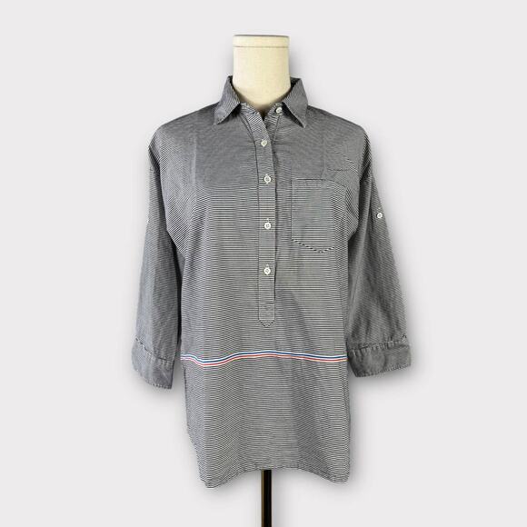 J.Crew Striped Half Button Down Boyfriend Popover Shirt Size 2 - Picture 1 of 5